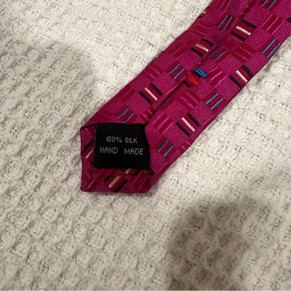 Duchamp London Purple Magenta Rectangle Bar Silk Necktie Tie - Picture 6 of 8